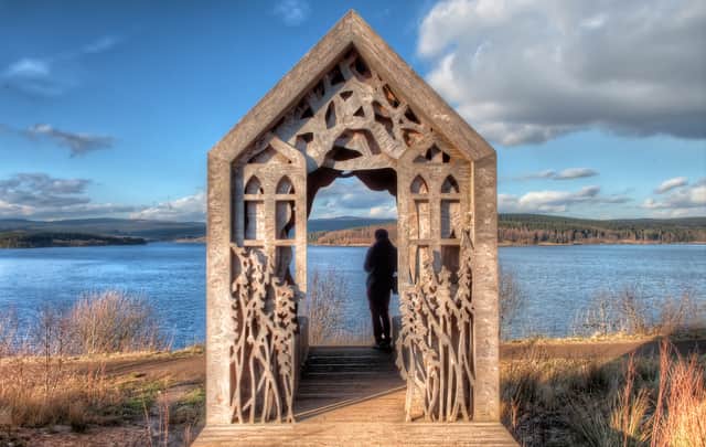 Timber Cabin Hut near a Lake at Kielder Water and Forest Park.jpg