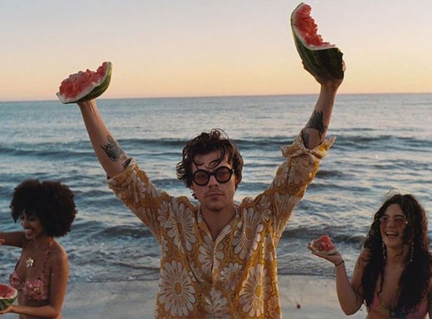Harry Styles wearing Gucci sunglasses in Watermelon Sugar