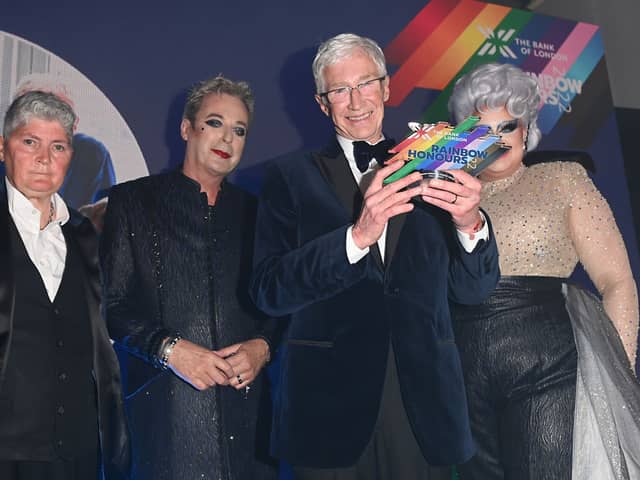 Linda Riley, Julian Clary, Paul O’Grady and Victoria Scone attend the Rainbow Honours at 8 Northumberland Avenue on June 01, 2022 in London, England. (Photo by Stuart C. Wilson/Getty Images)