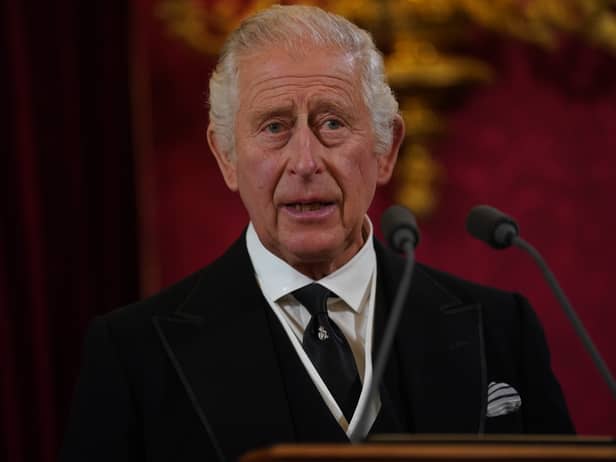 King Charles III during the Accession Council at St James's Palace, London, Credit PA 