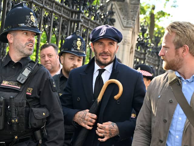 David Beckham queued around 12 hours to walk past Queen Elizabeth II’s coffin. Credit: Getty Images.