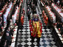 Soldiers of The Queen’s Company of the Grenadier Guards carry the coffin of Queen Elizabeth II
