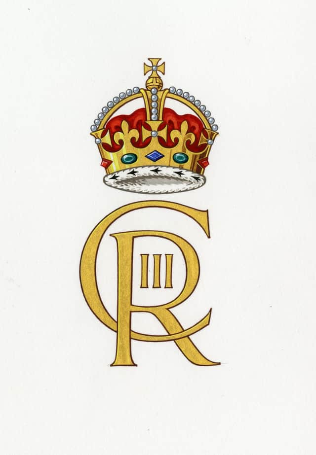 The new monarch chose the monogram ‘CIIIR’, including a C for Charles and R for Rex, the Latin word for king, from designs by the College of Arms.
