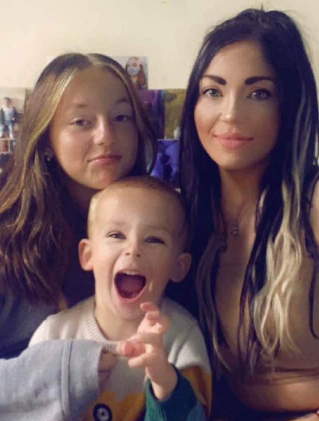 Sarah Rodmell with daughter Lucie, 13 and son Rudi, 3.