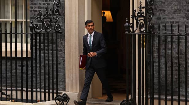 Prime Minister Rishi Sunak leaves 10 Downing Street for his first Prime Minister's Questions