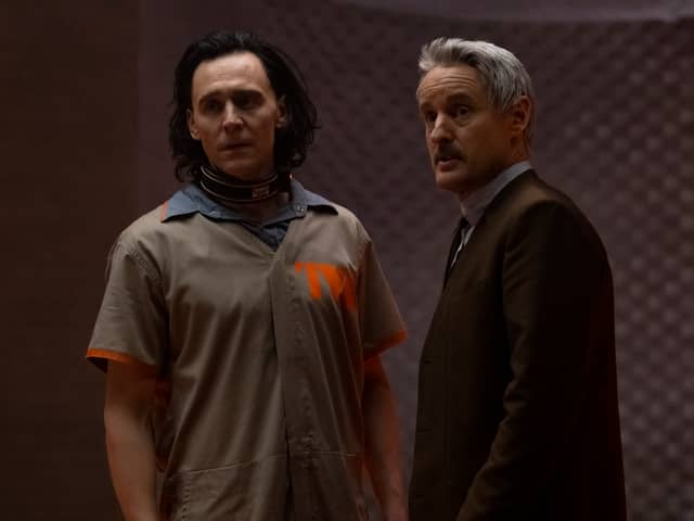 (L-R): Loki (Tom Hiddleston) and Mobius (Owen Wilson) in season 1 of Marvel’s Loki (Photo: Courtesy of Marvel Studios)