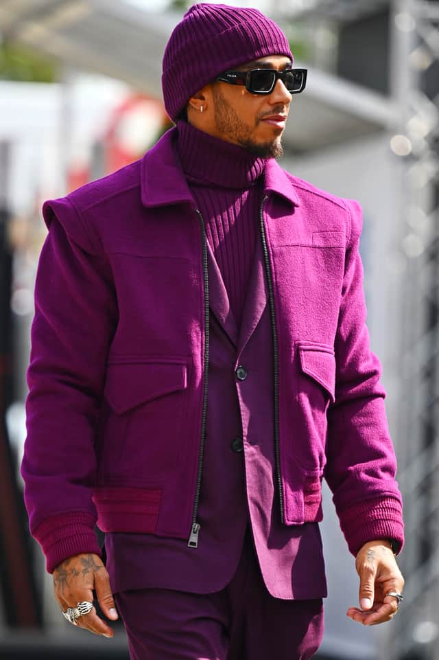 Lewis Hamilton arrives at the Italian Grand Prix wearing Magenta