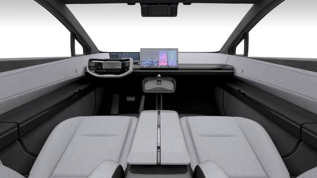 The bZ Compact’s interior reveals a simple button-free environment