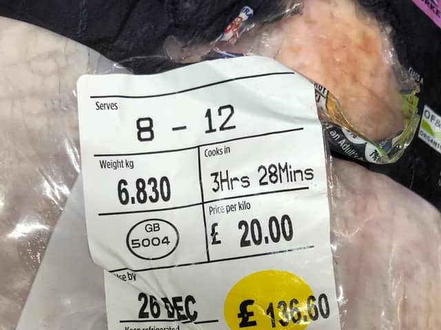 One of the expensive turkeys for sale in Morrisons that have had shoppers double take as the birds cost more than a flight to Turkey. 