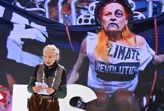 Dame Vivienne Westwood speaks during BoF VOICES 2021 at Soho Farmhouse on December 01, 2021 in Oxfordshire, England