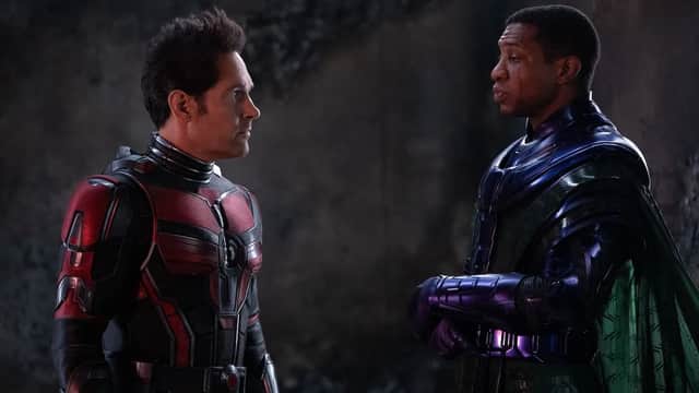 Paul Rudd and Jonathan Majors as Scott "Ant-Man" Lang and Kang the Conqueror (Credit: Marvel Studios)