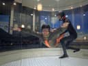 Richard Gullick tries out indoor skydiving at the Bear Grylls Adventure, Birmingham.