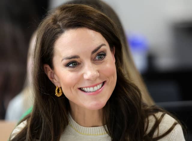 The Princess of Wales reacts as she meets with students and staff on the Childhood Studies course, during a visit to the University of Leeds. 