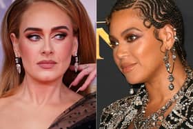 Beyonce (right) leads this year’s pack of Grammy nominees with nine chances at gold, ahead of rapper Kendrick Lamar coming in at eight, and balladeers Adele (left) and Brandi Carlile scoring seven each. 