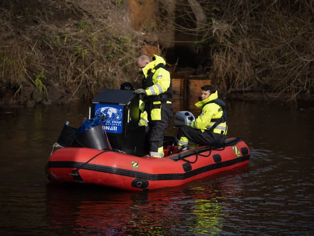 Specialists search the River Wyre this morning (February 6).