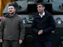 Prime Minister Rishi Sunak and Ukrainian President Volodymyr Zelensky visit a a military facility