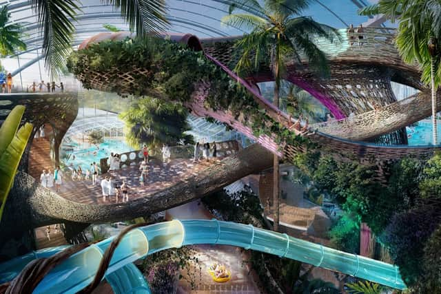  Therme Manchester’s next generation waterpark area, including living waterslides. Credit: Therme