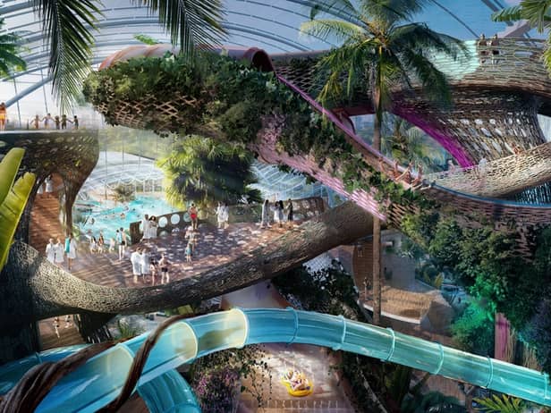  Therme Manchester’s next generation waterpark area, including living waterslides. Credit: Therme