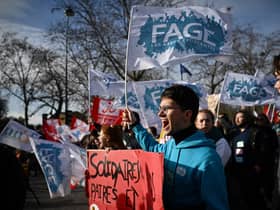 Members of French unions went on strike