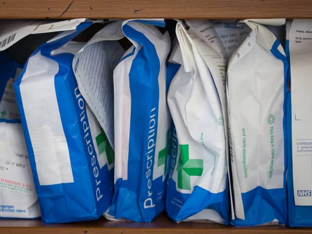  Pharmaceuticals and prescriptions awaiting collection are seen inside a independent chemist shop are seen on February 12, 2016 in Bath.