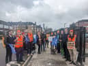 Junior doctors forming a picket line outside St George’s hospital on Monday (March 13) in London. Photo by Lynn Rusk 