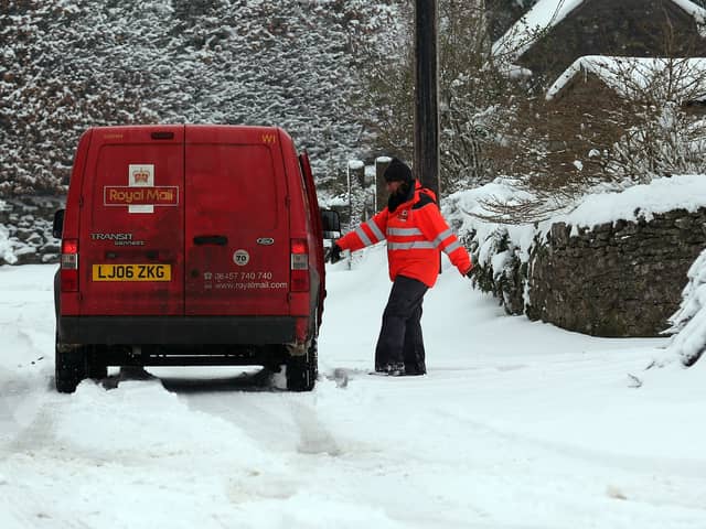 Royal Mail has issued a warning as the severe weather conditions have caused delays in some areas 