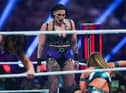 Rhea Ripley looks on during the WWE Royal Rumble at the Alamodome on January 28, 2023