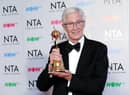 Paul O’Grady with the Special Recognition award “For The Love of Dogs” during the National Television Awards 2018 at the O2 Arena on January 23, 2018 in London, England.  (Photo by John Phillips/Getty Images)