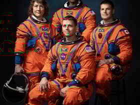 Official crew portrait for Artemis II, from left: NASA Astronauts Christina Koch, Victor Glover, Reid Wiseman, Canadian Space Agency Astronaut Jeremy Hansen. PHOTOGRAPHER: Josh Valcarcel