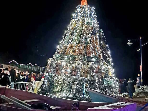 Christmas tree made entirely out of lobster pots (photo: Filey Fishtive Tree)