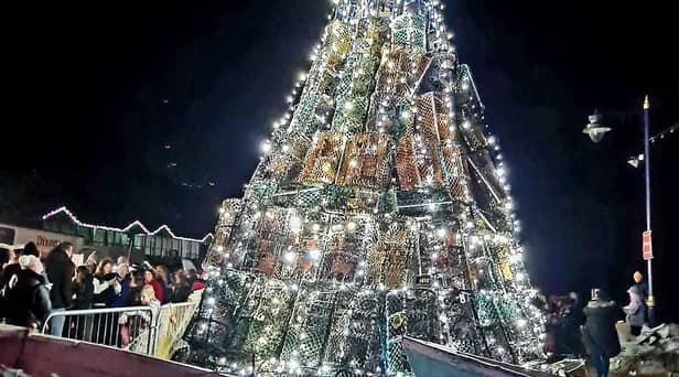 Christmas tree made entirely out of lobster pots (photo: Filey Fishtive Tree)