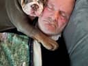 Ain’t nothing but a hound, Doc: David Lindsay with his British Bulldog puppy, Harley. 