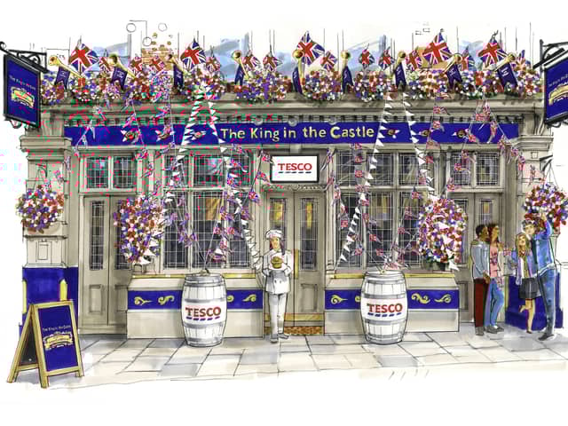 An illustration has been released of the new Tesco pub created to celebrate the coronation 