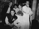 Frankie Goes To Hollywood in 1986. Singer Holly Johnson is seated by the piano, and behind him are (left to right) bassist Mark O’Toole, drummer Peter Gill, guitarist Brian Nash and singer Paul Rutherford. 