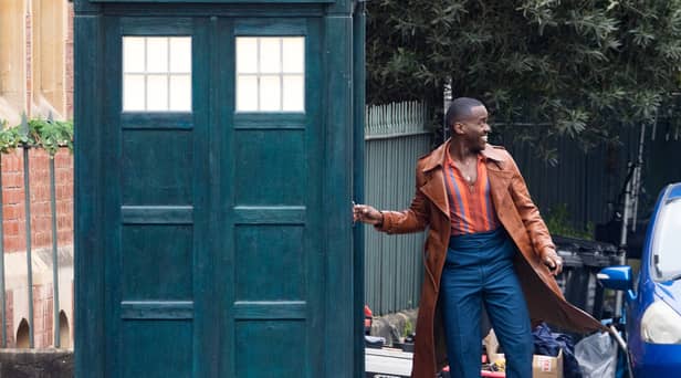 Ncuti Gatwa was seen jumping in and out of the Tardis on set in Bristol.