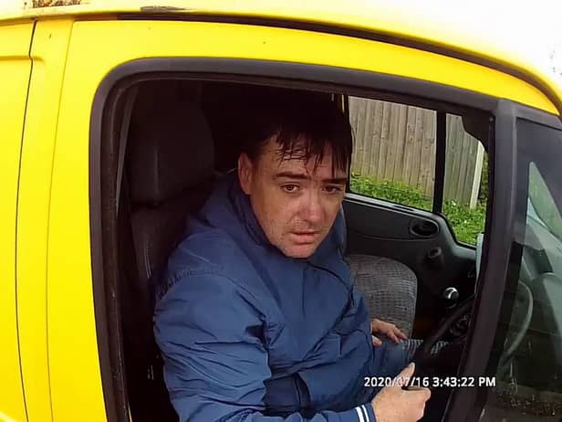 Police stopped the man leaving a travellers' site in Cambridgeshire.