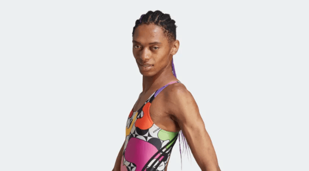 Adidas model sports women's swimwear