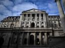 A view of the facade of the Bank of England in central London on November 5, 2020. - The Bank of England on November 5, 2020 unveiled an extra £150 billion in cash stimulus and forecast a deeper coronavirus-induced recession for the UK as England begins a second lockdown. (Photo by Ben STANSALL / AFP) (Photo by BEN STANSALL/AFP via Getty Images)