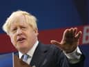 Boris Johnson delivers his leader's keynote speech during the Conservative Party conference at Manchester Central Convention Complex (Photo by Ian Forsyth/Getty Images)