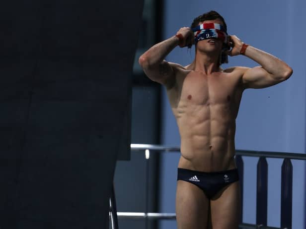 Tom Daley  towels down in the Men's 10m Platform Final on day fifteen of the Tokyo 2020 Olympic Games (Photo: Maddie Meyer/Getty Images)