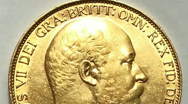 The treasure trove found scattered across the home included a gold Edward VII £2 coin from 1902. 