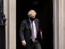 Prime Minister Boris Johnson leaves 10 Downing Street to attend the weekly Prime Ministers Questions in Parliament on April 21 (Photo by Dan Kitwood/Getty Images)