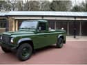 The Land Rover Defender that will be used to transport the coffin of Britain's Prince Philip, Duke of Edinburgh during the funeral procession is parked in Windsor Castle (Photo by STEVE PARSONS/POOL/AFP via Getty Images)

