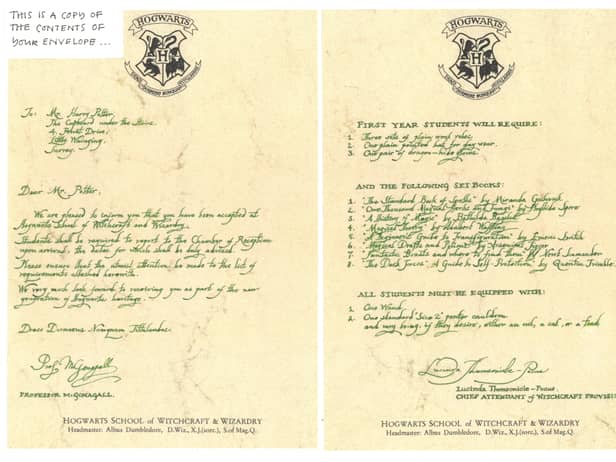 A Hogwarts acceptance letter used in the first Harry Potter movie is set to fetch over 12K at auction.