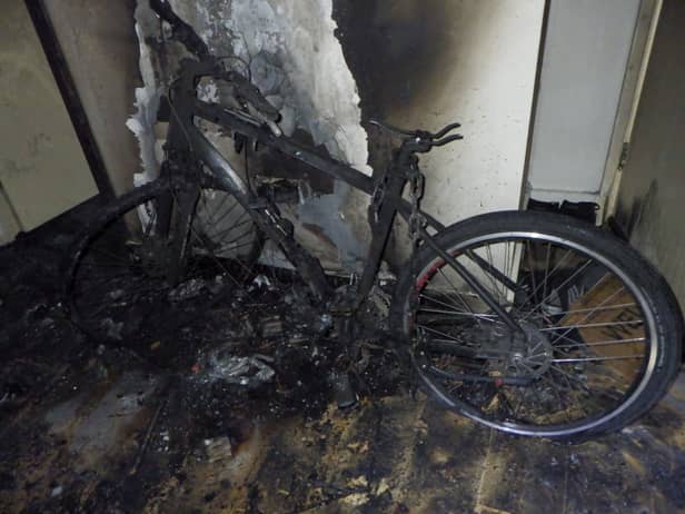 An e-bike owner has been left terrified after his scooter randomly burst into flames 