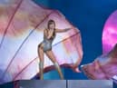 US singer-songwriter Taylor Swift performs onstage on the first night of her "Eras Tour" at AT&T Stadium in Arlington, Texas, on March 31, 2023. (Photo by SUZANNE CORDEIRO / AFP) (Photo by SUZANNE CORDEIRO/AFP via Getty Images)
