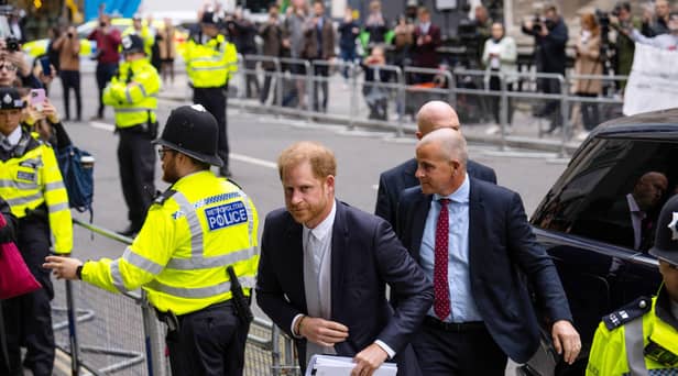 Prince Harry, Duke of Sussex, arrives to give evidence at the Mirror Group Phone hacking trial at the Rolls Building at High Court on June 7, 2023 in London, England. (Credit - Getty 
