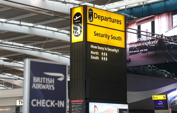 Heathrow Airport security officers are set to strike for 31 days in the latest wave of industrial action. (Chris Ratcliffe/Bloomberg via Getty Images)