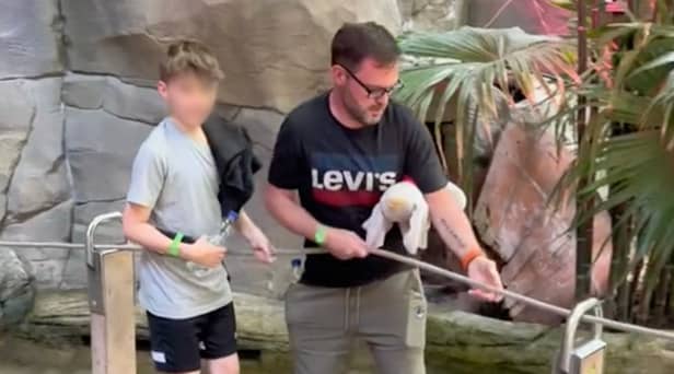 Rebecca’s partner and their kid at Centre Parcs in Belgium. 