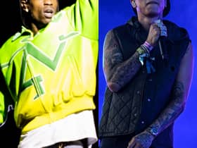 Travis Scott (left) and Central Cee (right) will perform at Rolling Loud Portugal 2023 (Getty Images)